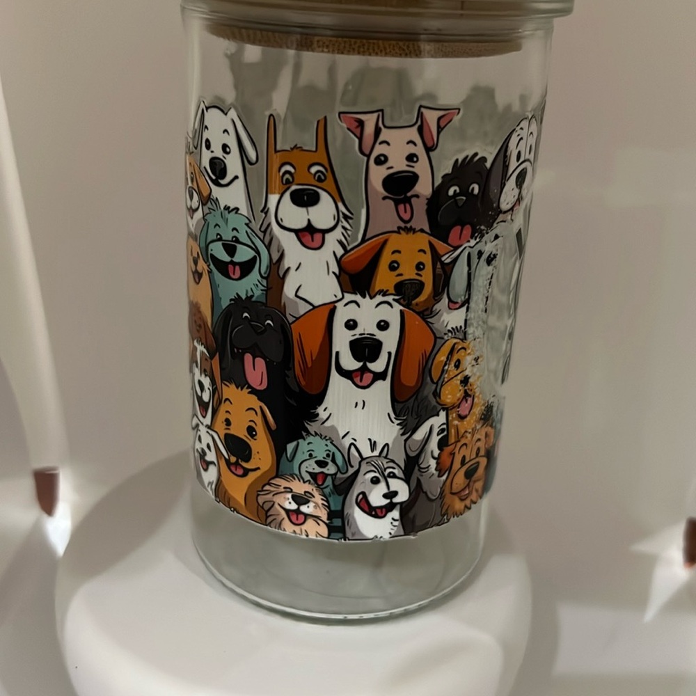 Life is better with a dog beer can glass bamboo lid